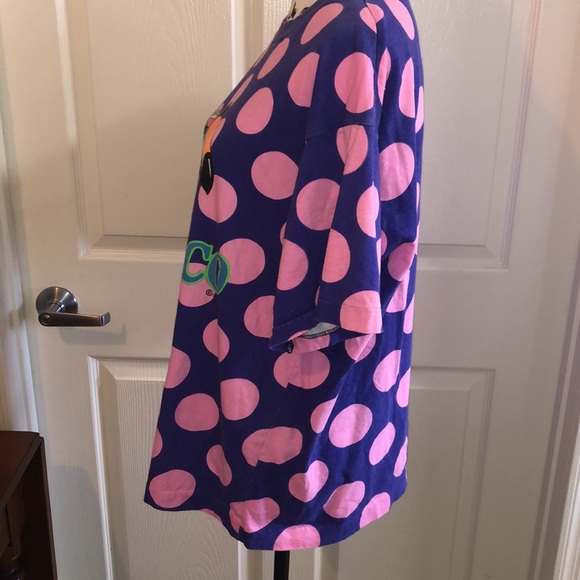 Vintage 90s polkadot bright bird shirt - Picture 5 of 8